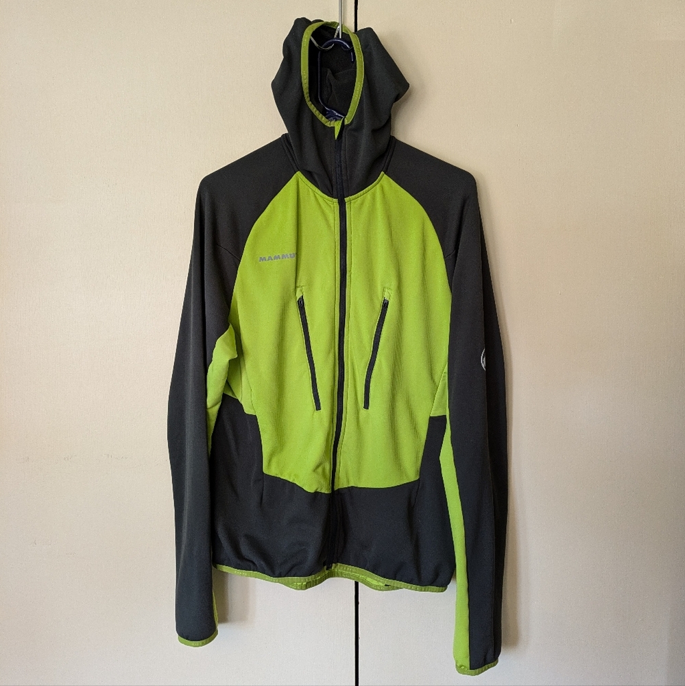 Mammut Aenergy Light ML hoodie, men's large, green and grey